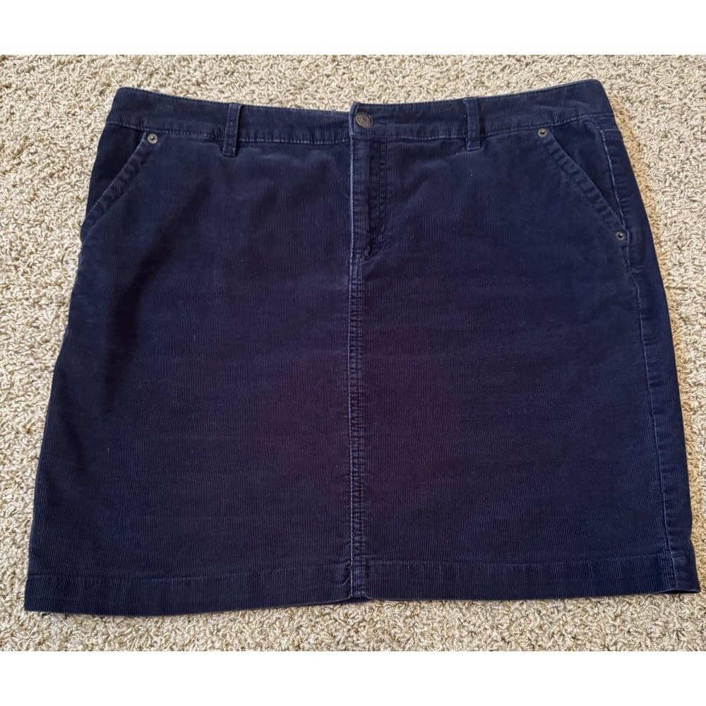 GH BASS Navy Blue Corduroy Skirt Size 14 Classic